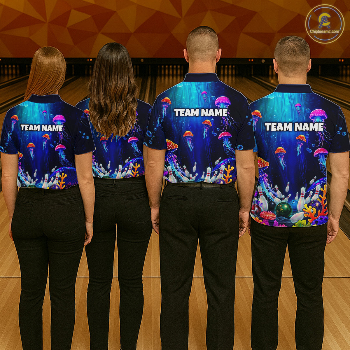 Custom Jellyfish Bowling Jersey for Women Ocean Theme Bowling Team Shirt Bowling League HNT272
