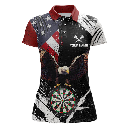 Custom US Flag Eagle Dart Shirt for Women Dartboard Shirt Dart Jerseys Gift for Team Polo &1/4 Zip NNT110