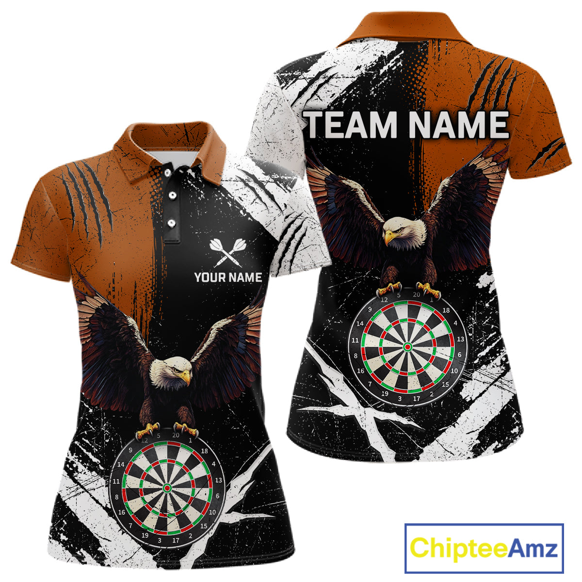 Custom Orange Eagle Dart Shirt for Women Dartboard Shirt Dart Jerseys Gift for Team Polo &1/4 Zip NNT110