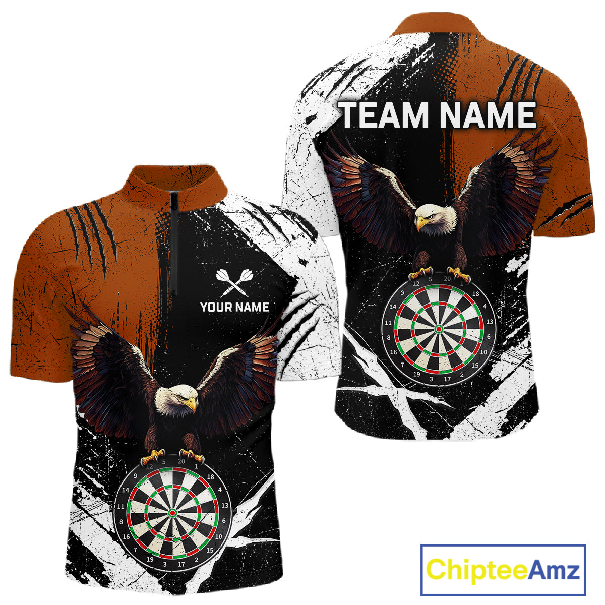 Custom Orange Eagle Dart Shirt for Men Dartboard Shirt Dart Jerseys Gift for Team Polo &1/4 Zip NNT110