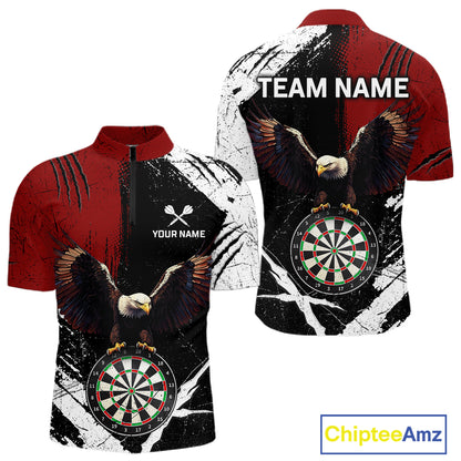Custom Red Eagle Dart Shirt for Men Dartboard Shirt Dart Jerseys Gift for Team Polo &1/4 Zip NNT110