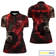 Load image into Gallery viewer, Custom Flaming Red Lightning 8 Ball Billiard Shirt for Women Billiard Team Jersey Billiard League NNT194