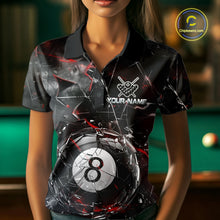 Load image into Gallery viewer, Custom Broken Glass 8 Ball Billiard Shirt for Women Billiard Team Jersey Billiard League NNT193