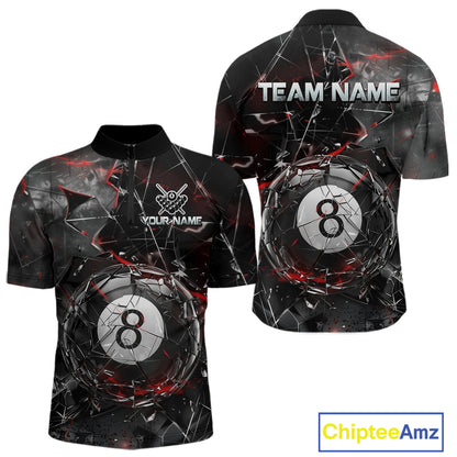 Custom Broken Glass 8 Ball Billiard Shirt for Men Billiard Team Jersey Billiard League NNT193