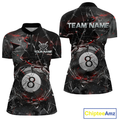 Custom Broken Glass 8 Ball Billiard Shirt for Women Billiard Team Jersey Billiard League NNT193