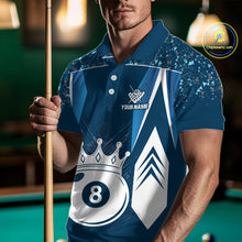 Load image into Gallery viewer, Navy Blue 8 Ball Crown Billiard Shirts for Men Custom Billiard League Team Shirts Polo &amp; 1/4 Zip NNT102