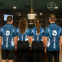 Load image into Gallery viewer, Navy Blue 8 Ball Crown Billiard Shirts for Men Custom Billiard League Team Shirts Polo &amp; 1/4 Zip NNT102