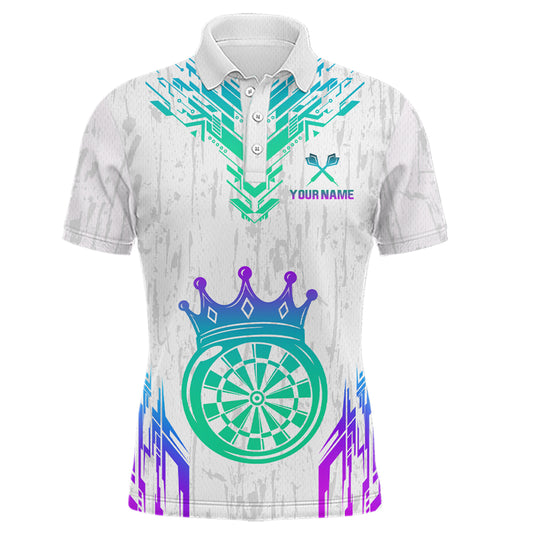 Custom Neon White Crown Dart Shirts for Men Darts Team Jerseys Dart League Polo & 1/4 Zip NNT140