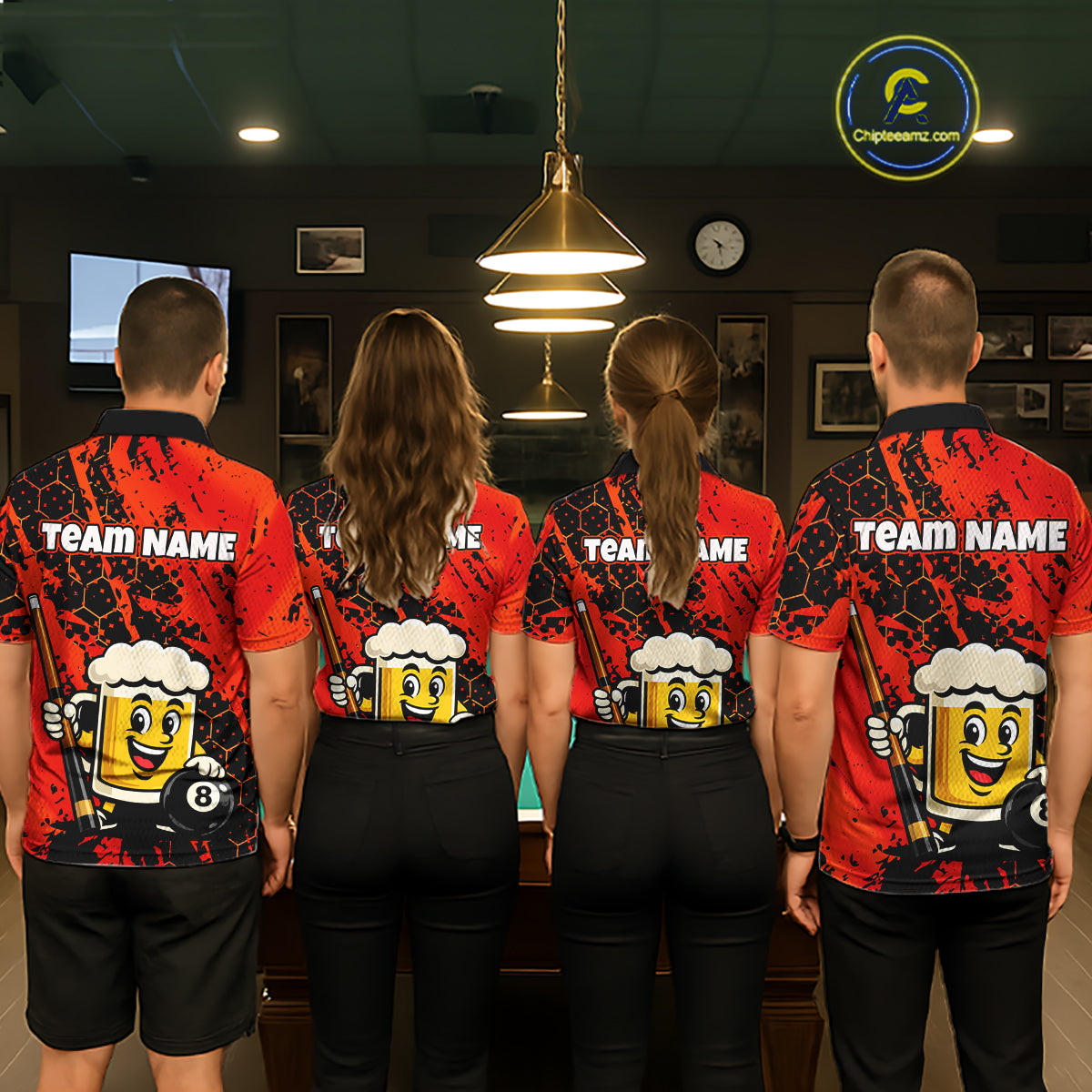 Custom Funny Red Beer 8 Ball Pool Billiard Shirt for Women Polo & 1/4 Zip, Billiard Team Jerseys NNT147