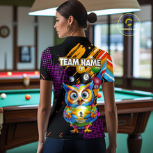 Load image into Gallery viewer, Custom Funny Colorful Owl 9 Ball Pool Billiard Shirt for Women Billiard Team Jersey Polo &amp; 1/4 Zip NNT156