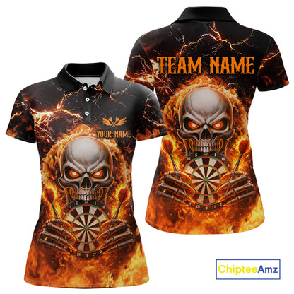 Custom Flame Skull Darts Shirt for Women Darts Team Jerseys Dartboard Shirt Dart League NNT266