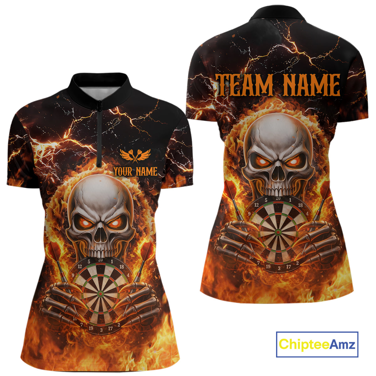 Custom Flame Skull Darts Shirt for Women Darts Team Jerseys Dartboard Shirt Dart League NNT266