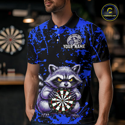Custom Blue Funny Raccoon Darts Shirt for Men Darts Team Jerseys Dartboard Shirt Dart League NNT292