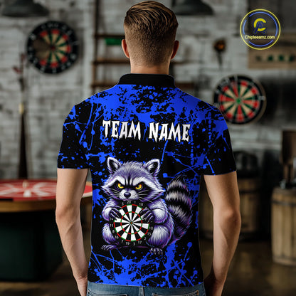 Custom Blue Funny Raccoon Darts Shirt for Men Darts Team Jerseys Dartboard Shirt Dart League NNT292