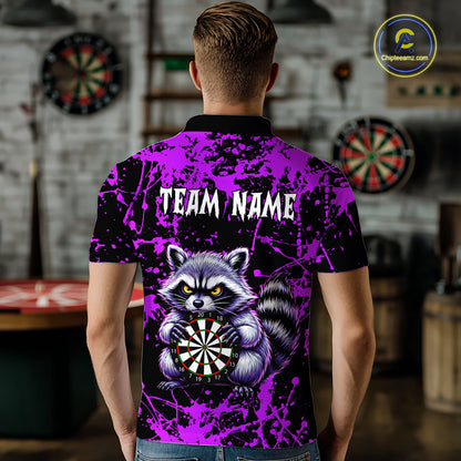 Custom Purple Funny Raccoon Darts Shirt for Men Darts Team Jerseys Dartboard Shirt Dart League NNT292