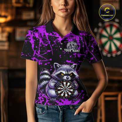 Custom Purple Funny Raccoon Darts Shirt for Women Darts Team Jerseys Dartboard Shirt Dart League NNT292