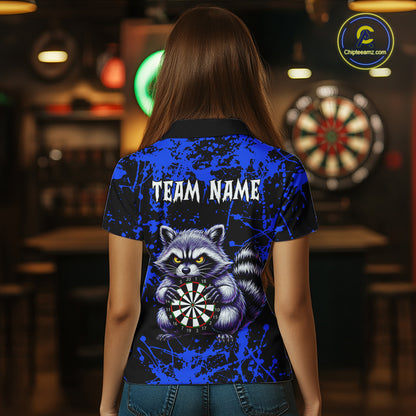 Custom Blue Funny Raccoon Darts Shirt for Women Darts Team Jerseys Dartboard Shirt Dart League NNT292