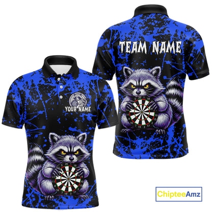 Custom Blue Funny Raccoon Darts Shirt for Men Darts Team Jerseys Dartboard Shirt Dart League NNT292