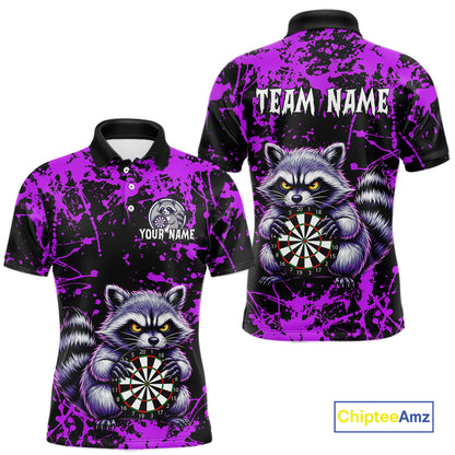 Custom Purple Funny Raccoon Darts Shirt for Men Darts Team Jerseys Dartboard Shirt Dart League NNT292