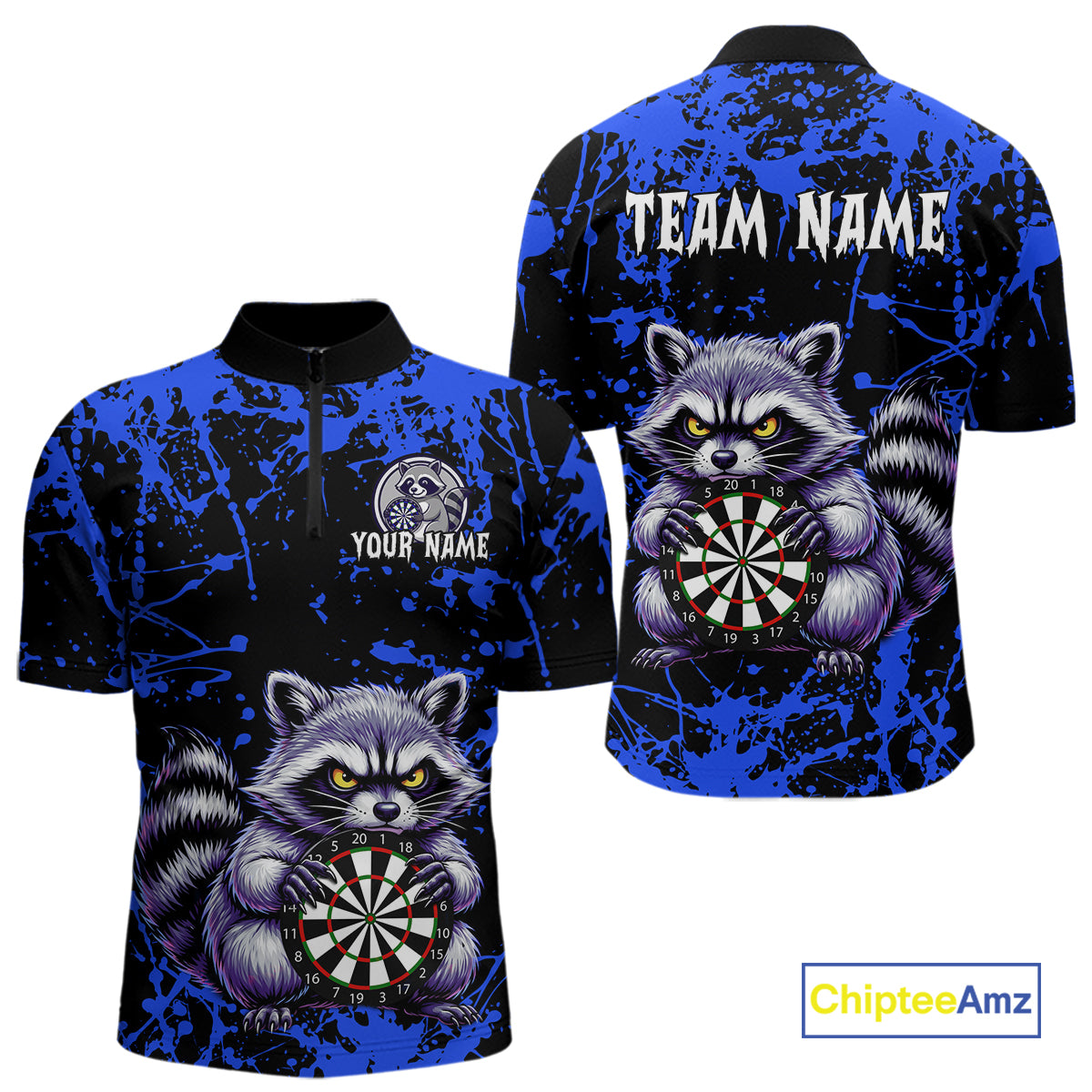 Custom Blue Funny Raccoon Darts Shirt for Men Darts Team Jerseys Dartboard Shirt Dart League NNT292