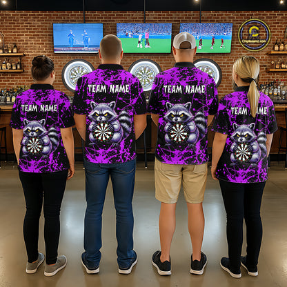 Custom Purple Funny Raccoon Darts Shirt for Men Darts Team Jerseys Dartboard Shirt Dart League NNT292