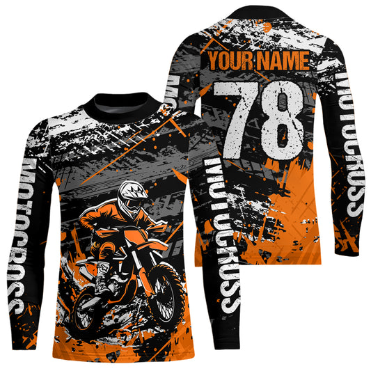 Orange Youth Dirt Bike Jersey Adult Kid Upf30+ Customized Motocross Jersey Off-Roading Jersey DNT48