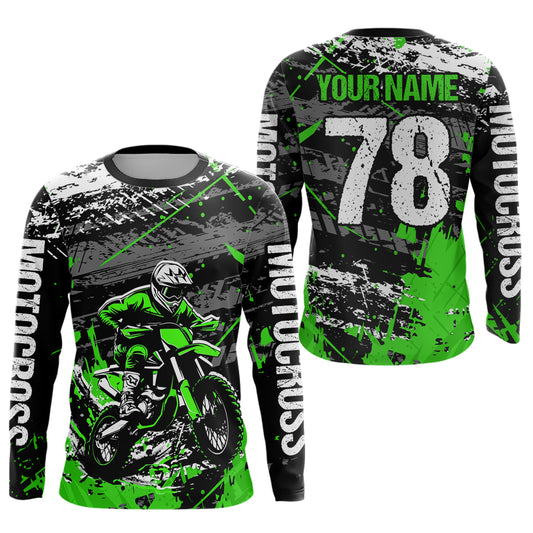 Green Youth Dirt Bike Jersey Adult Kid Upf30+ Customized Motocross Jersey Off-Roading Jersey DNT48