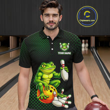 Load image into Gallery viewer, Custom Funny Frog Bowling Jersey for Men Bowling Team Shirts Bowling League Polo &amp; 1/4 Zip HNT246
