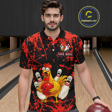 Load image into Gallery viewer, Custom Red Funny Chicken Bowling Jersey for Men Bowling Uniform Bowling Team Shirts HNT282