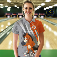 Load image into Gallery viewer, Custom Funny Horse Bowling Jersey for Women Bowling Team Shirts Bowling League Polo &amp; 1/4 Zip HNT181