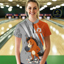 Load image into Gallery viewer, Custom Funny Horse Bowling Jersey for Women Bowling Team Shirts Bowling League Polo &amp; 1/4 Zip HNT181