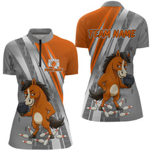 Load image into Gallery viewer, Custom Funny Horse Bowling Jersey for Women Bowling Team Shirts Bowling League Polo &amp; 1/4 Zip HNT181