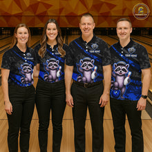 Load image into Gallery viewer, Custom Blue Funny Raccoon Bowling Jersey for Women Bowling Team Shirts Bowling League HNT389