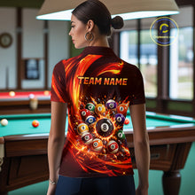 Load image into Gallery viewer, Person wearing a shirt with billiard ball design and 'Team Name' text in a pool hall.