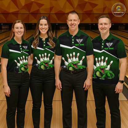 Custom Funny Crocodile Bowling Shirt Alligator Bowling Jersey for Women Polo & 1/4 Zip HNT207
