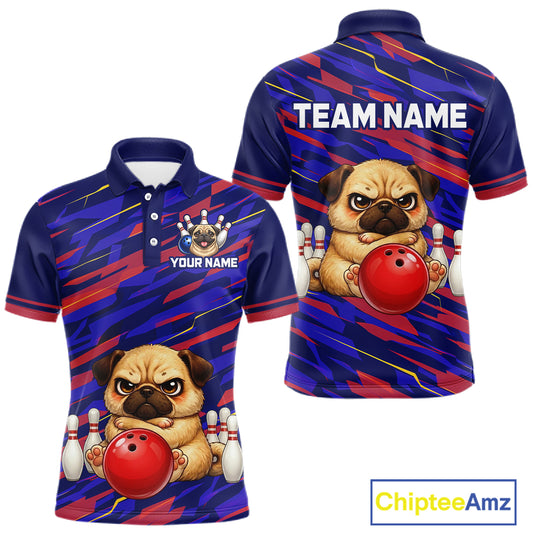 Custom Funny Dog Bowling Jersey for Men Bowling Uniform Polo &1/4 Zip Bowling Team Shirts HNT249