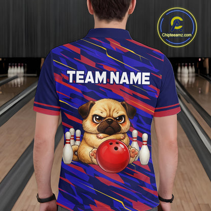 Custom Funny Dog Bowling Jersey for Men Bowling Uniform Polo &1/4 Zip Bowling Team Shirts HNT249