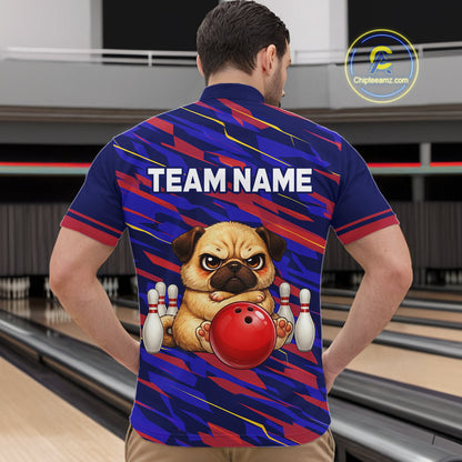 Custom Funny Dog Bowling Jersey for Men Bowling Uniform Polo &1/4 Zip Bowling Team Shirts HNT249