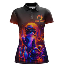 Load image into Gallery viewer, Custom Funny Cat Bowling Jersey for Women Bowling Tournament Polo &amp; 1/4 Zip Bowling Team Shirts HNT204