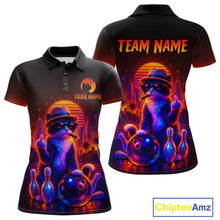 Load image into Gallery viewer, Custom Funny Cat Bowling Jersey for Women Bowling Tournament Polo &amp; 1/4 Zip Bowling Team Shirts HNT204