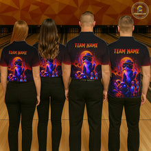 Load image into Gallery viewer, Custom Funny Cat Bowling Jersey for Women Bowling Tournament Polo &amp; 1/4 Zip Bowling Team Shirts HNT204
