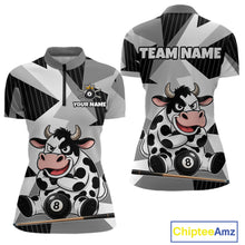Load image into Gallery viewer, Two views of a sports jersey with a cow design and customizable text on a white background.