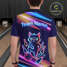 Load image into Gallery viewer, Custom Funny Cat Neon Bowling Jerseys for Men Bowling League Polo &amp; 1/4 Zip Bowling Team Shirts HNT202