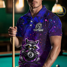Load image into Gallery viewer, Personalized Funny Raccoon 8 Ball Pool Men Billiard Polo &amp; 1/4 Zip, Billiard Shirt, Billiard Team Jerseys NNT145