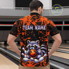 Load image into Gallery viewer, Custom Orange Raccoon Bowling Jersey for Men Bowling Uniform Polo &amp; 1/4 Zip Bowling Team Shirts HNT224