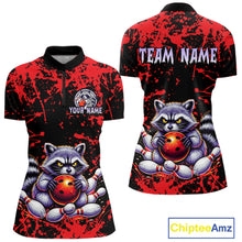 Load image into Gallery viewer, Custom Red Raccoon Bowling Jersey for Women Bowling Uniform Polo &amp; 1/4 Zip Bowling Team Shirts HNT224
