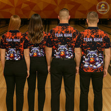 Load image into Gallery viewer, Custom Orange Raccoon Bowling Jersey for Men Bowling Uniform Polo &amp; 1/4 Zip Bowling Team Shirts HNT224