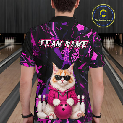 Custom Funny Maine Coon Cat Bowling Jersey for Men Bowling League Bowling Team Shirts HN292