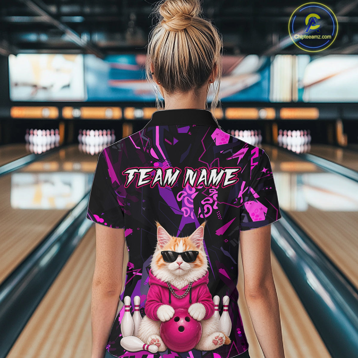 Custom Funny Maine Coon Cat Bowling Jersey for Women Bowling League Bowling Team Shirts HN292