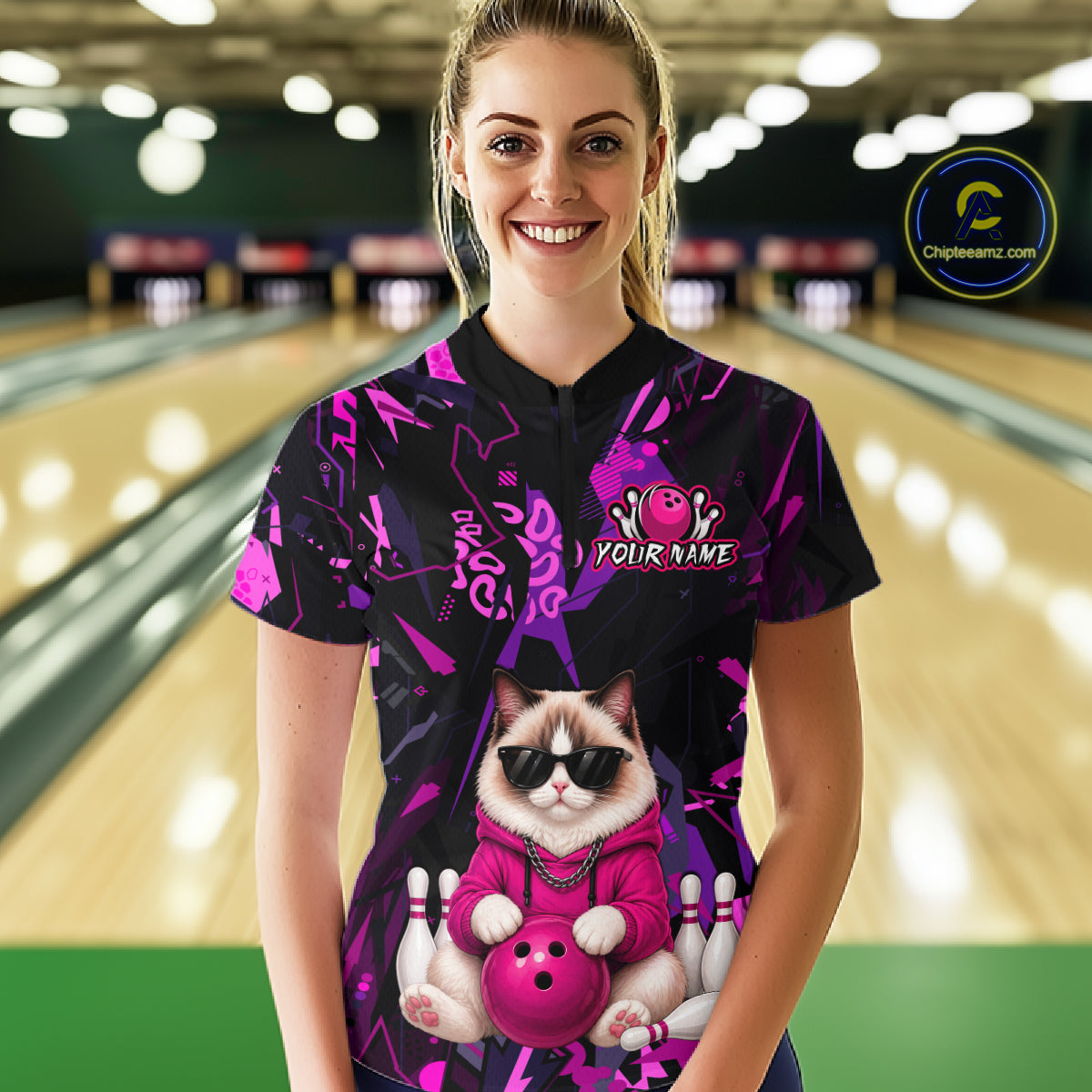 Custom Funny Ragdoll Cat Bowling Jersey for Women Bowling League Bowling Team Shirts HN288